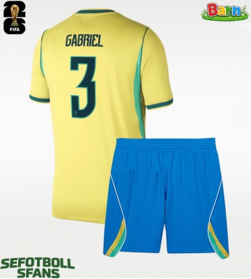 Brasilien Gabriel Magalhaes #3 Hemmaställ Barn VM 2026 Kortärmad (+ Korta byxor)